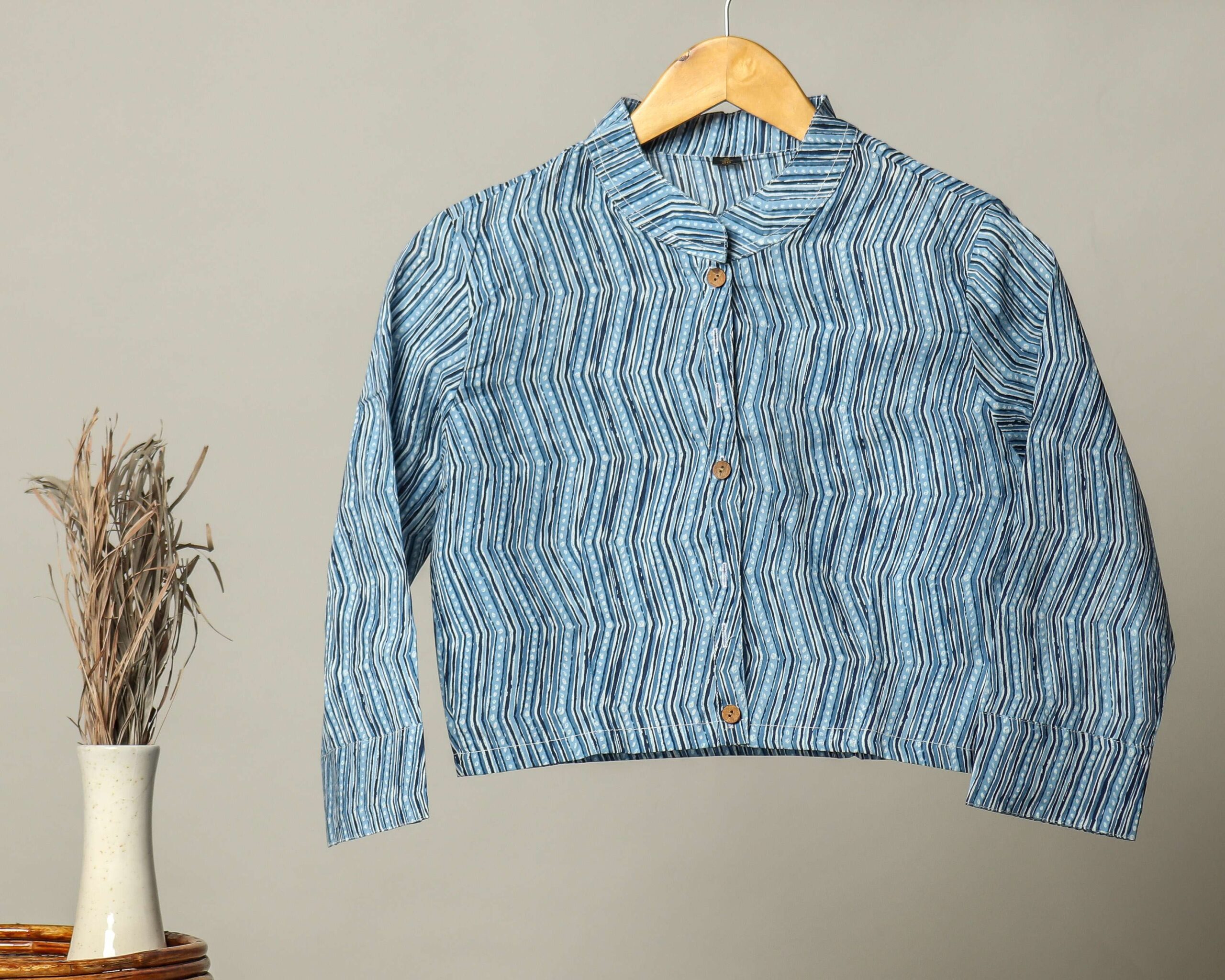 Handmade Block Print Cotton for Women ? Ethnic Floral Printed Top with Long Sleeves